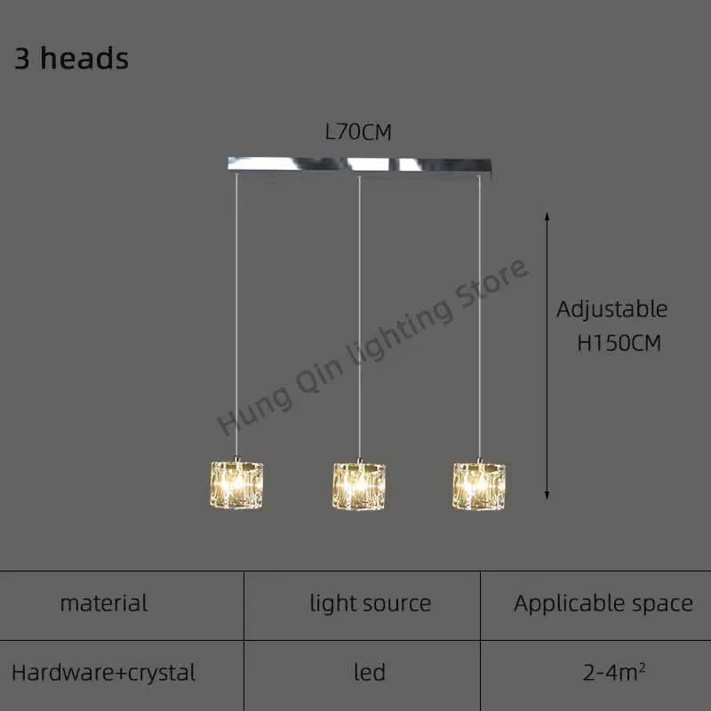 DecorBites™ Crystal Chandelier Pendant Light for Modern Indoor Dining and Kitchen Lighting