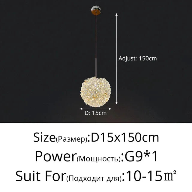DecorBites™ Crystal Ball Pendant Chandelier for Bedroom Bar Deco