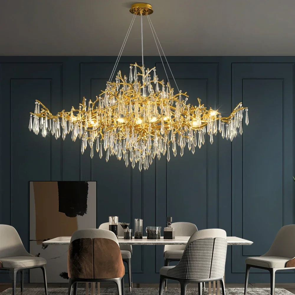 DecorBites™ Crystal Chandelier: Modern Luxury Long Light for Kitchen, Dining, Living, and Bedroom