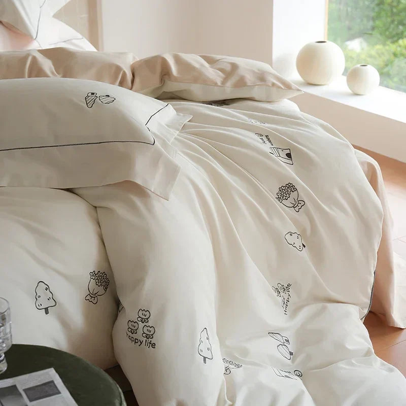 DecorBites™ Brushed Volcanic Fleece Bedding Set: Luxe 100% Cotton Duvet Cover & Pillowcases