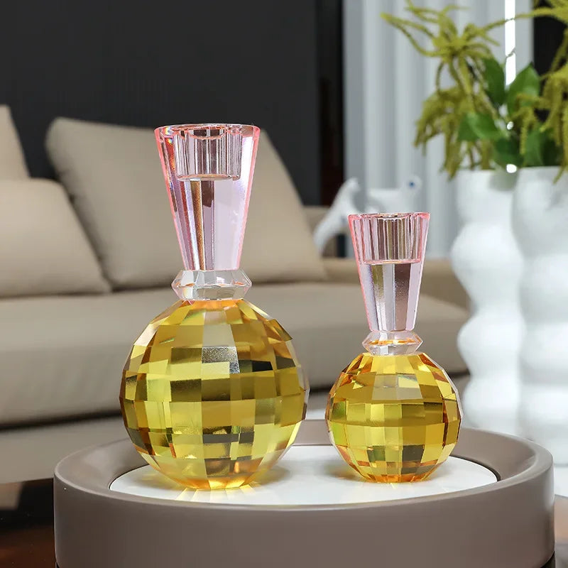 DecorBites™ Crystal Candle Holder: Elegant Table Centerpiece for Romantic Events & Home Decor
