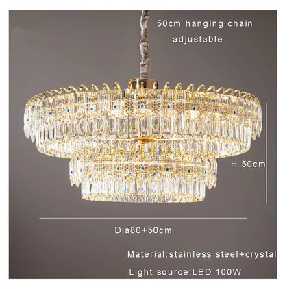 DecorBites™ Double Crystal Ceiling Chandelier: Modern Luxury Home Decoration for Living Room