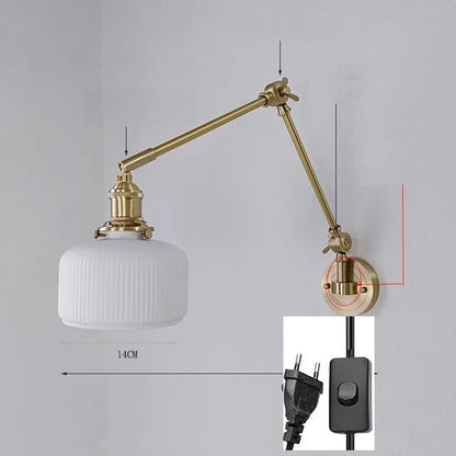 DecorBites™ Ceramic Copper LED Wall Lamp with Adjustable Long Arm Swing