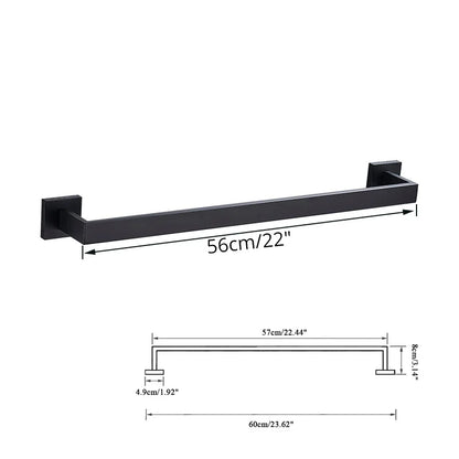 DecorBites™ Black Bathroom Accessories Set: Robe Hook, Towel Rail, Shelf, Paper Holder