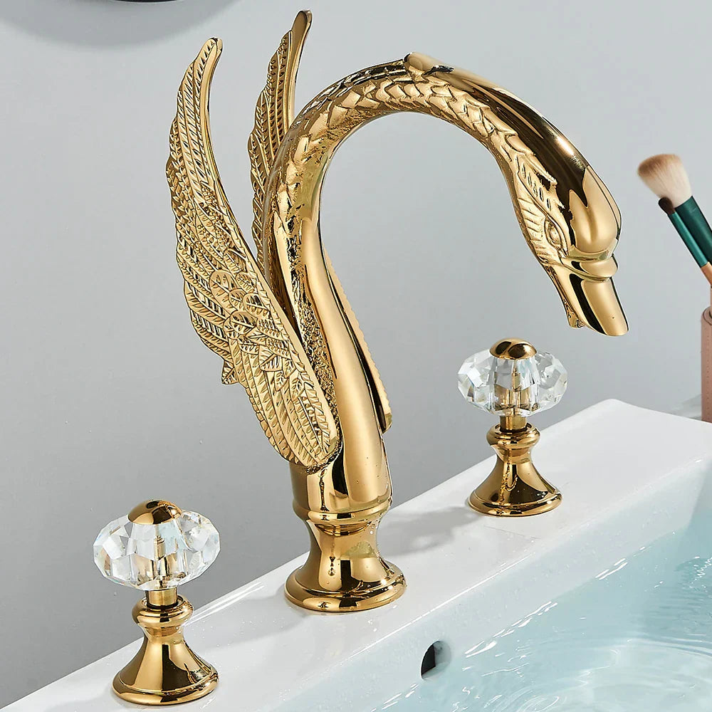 ™ Golden Swan Crystal Dual Handle Basin Tap