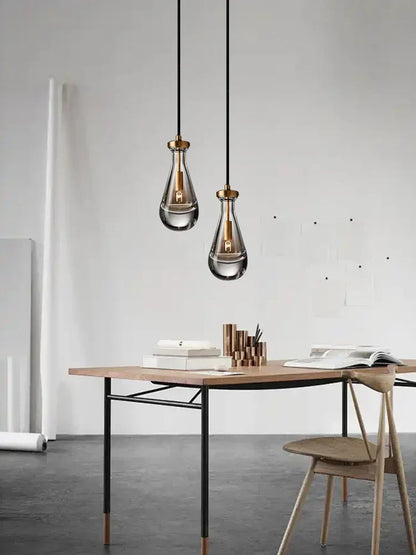 DecorBites™ Crystal Copper Pendant Lights Gold Home Decor Glass Hanging Lamp