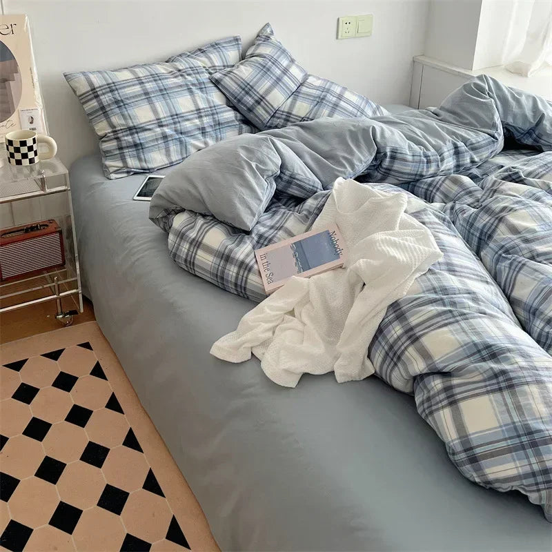 ™ Japanese Style Cotton Printed 4Pcs Bedding Set with Double-Sided Design