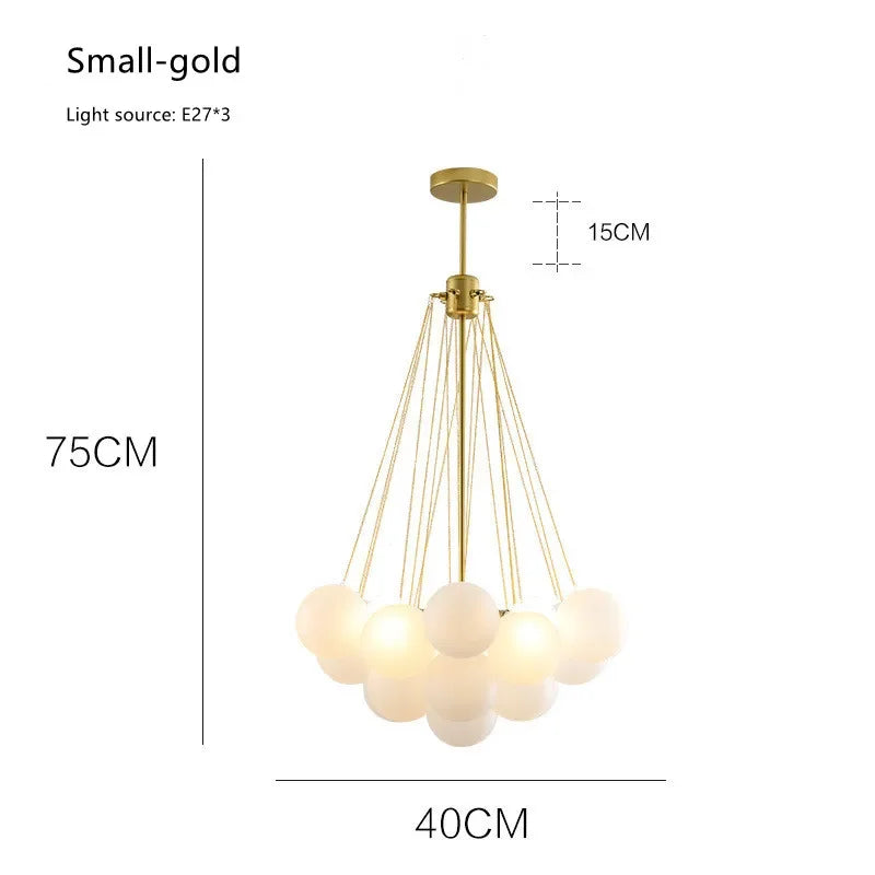 DecorBites™ Glass Ball LED Chandelier for Modern Living Room, Nordic Design Bubble Pendant Lamp