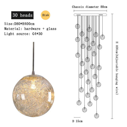DecorBites™ Crystal Ceiling Chandelier for Modern Loft Living Room, Home, Hotel, Kitchen, Bedroom Lighting