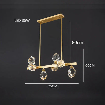 DecorBites™ Diamond Crystal Brass LED Pendant Light Gold Luxury Hanglamp