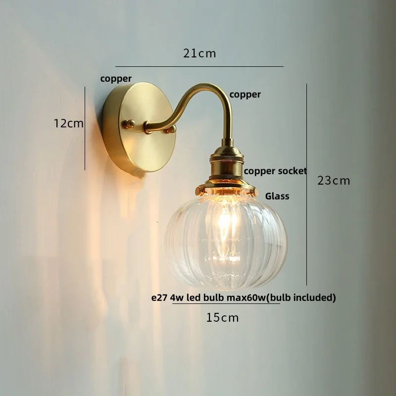 DecorBites™ Crystal LED Wall Sconce Pull Chain Switch Brass Mirror Light
