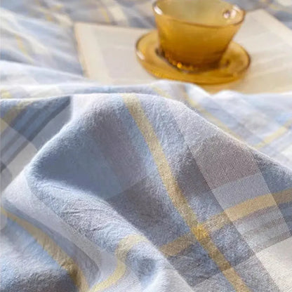 DecorBites™ Cozy Plaid Duvet Cover | Simple Nordic Comforter Cover | Non-Fading Washed Cotton Bedding