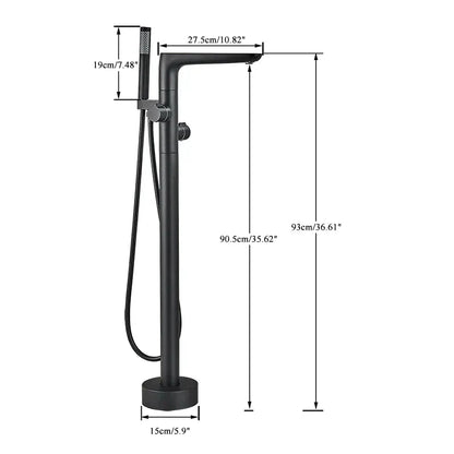 DecorBites™ Dual Handle Black Waterfall Bathtub Faucet Floor Standing Set for Bathroom
