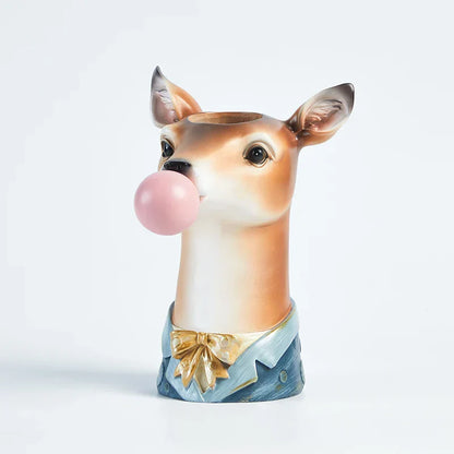 DecorBites™ Bubble Gum Girl Flower Vase - Stylish Resin Plant Pot for Home Decor