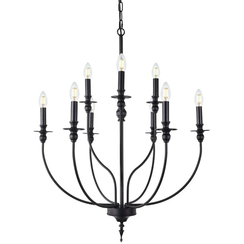 DecorBites™ 9-Head Retro Industrial Chandelier Light E14 Candle Pendant Lamp