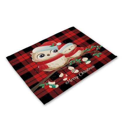 DecorBites™ Christmas Linen Dining Table Mats - Festive Home Decor with Santa Claus Print