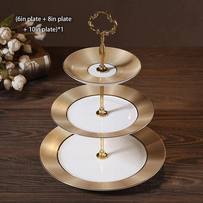 DecorBites™ Bone China Fruit Plates Set Cake Stand Buffet Snack Dishes Elegant Tableware Decor