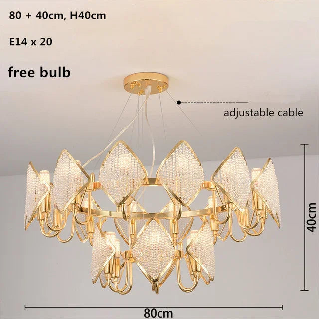 DecorBites™ Crystal Chandelier Pendant Light: Elegant Modern Luxury for Living Room Decor