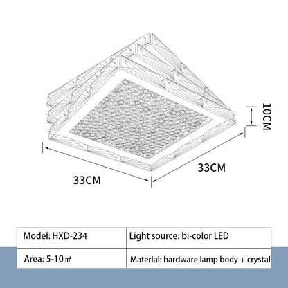DecorBites™ Crystal Ceiling Lamp: Modern Gold Light Luxury LED Square Chrome Indoor Lighting