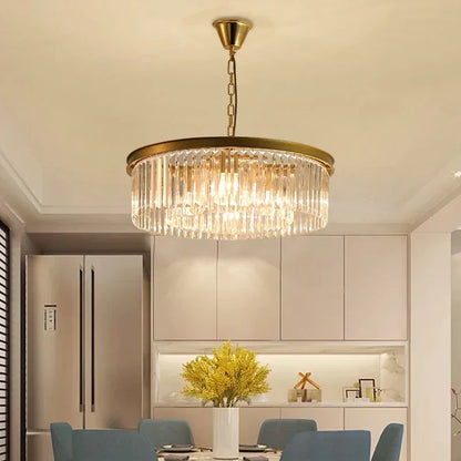 DecorBites™ Gold Black Metal Crystal Pendant Lights Chain Hanging LED Suspension Lamp Fixtures