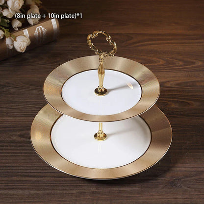 DecorBites™ Bone China Fruit Plates Set Cake Stand Buffet Dishes Tray Tableware Decoration