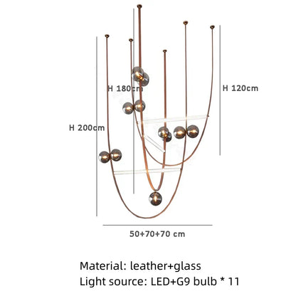 DecorBites™ Leather Chandeliers 2023 LED Minimalist Home Decor Lighting for Living Room