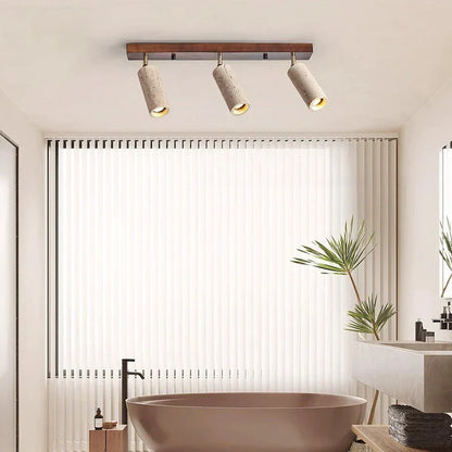 DecorBites™ 3-Head LED Ceiling Spotlight for Living Room, Clothing Store - Stone Wood Spot Light