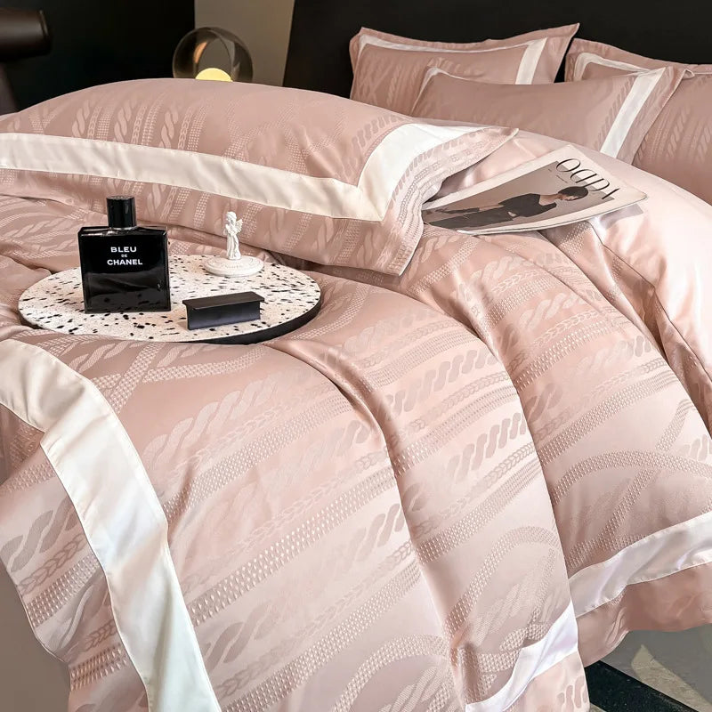 DecorBites™ Cotton Jacquard Duvet Cover Set for Queen Double Bed - High End & Cozy