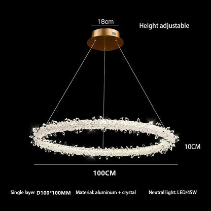 DecorBites™ Crystal Flower LED Chandelier Pendant Light for Living and Dining Room