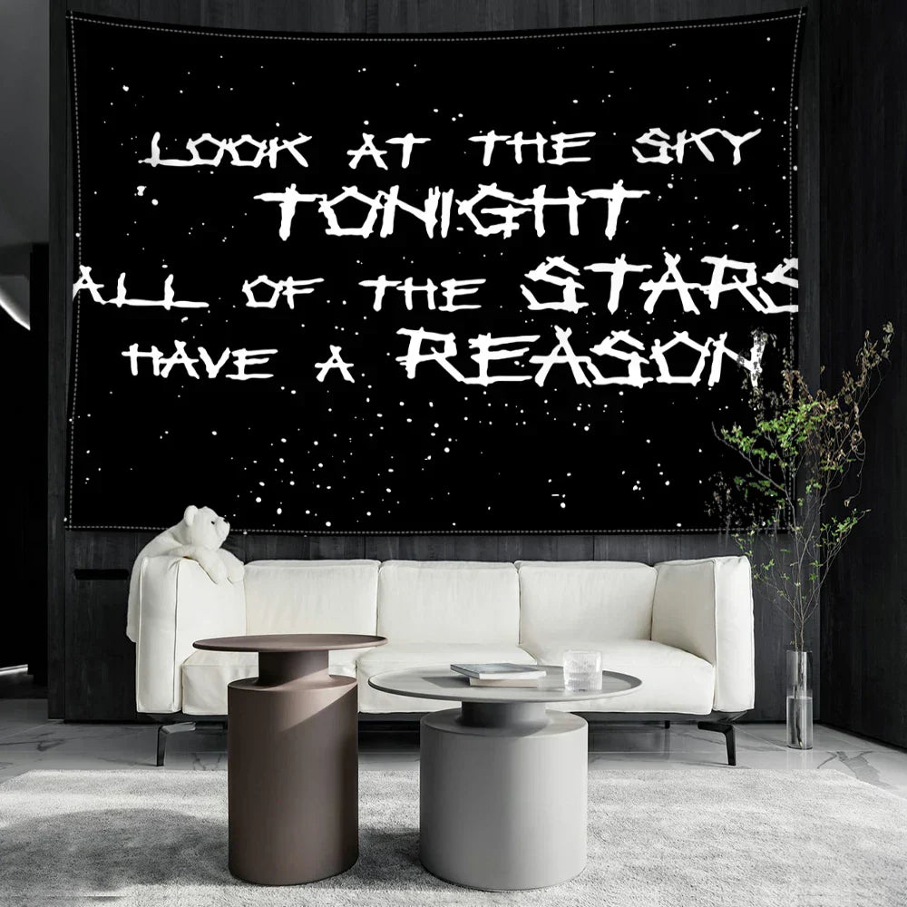 DecorBites™ Black Sky Art Tapestry: Lil Peep Aesthetic Dorm Decor for Mysterious Vibes