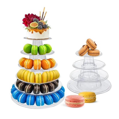 DecorBites™ 6/4 Tier Macaron Tower Stand Cake Display for Wedding Birthday Baby Shower