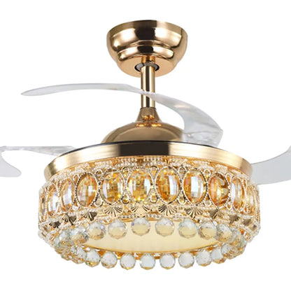 DecorBites™ 42 Inch Gold Luxury Crystal Ceiling Fan Light with Remote Control