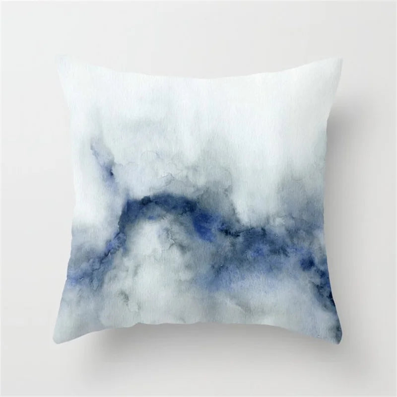DecorBites™ Blue Ink Flower Cushion Cover Set - Nordic Style Sofa Pillowcase Trio for Home Decoration