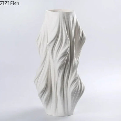 DecorBites™ Ceramic Vase with Artificial Flowers for Desk Decoration and Room Aesthetics