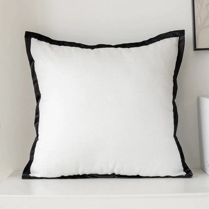 DecorBites™ Geometric Jacquard Embroidered Pillow Cover in Modern Minimalist Black and White Style