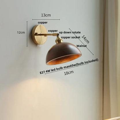 DecorBites™ Ash Wood LED Wall Lights Living Room Porch Stair Nordic Modern Up Down Rotate Pull Chain Switch Bedside Lamp