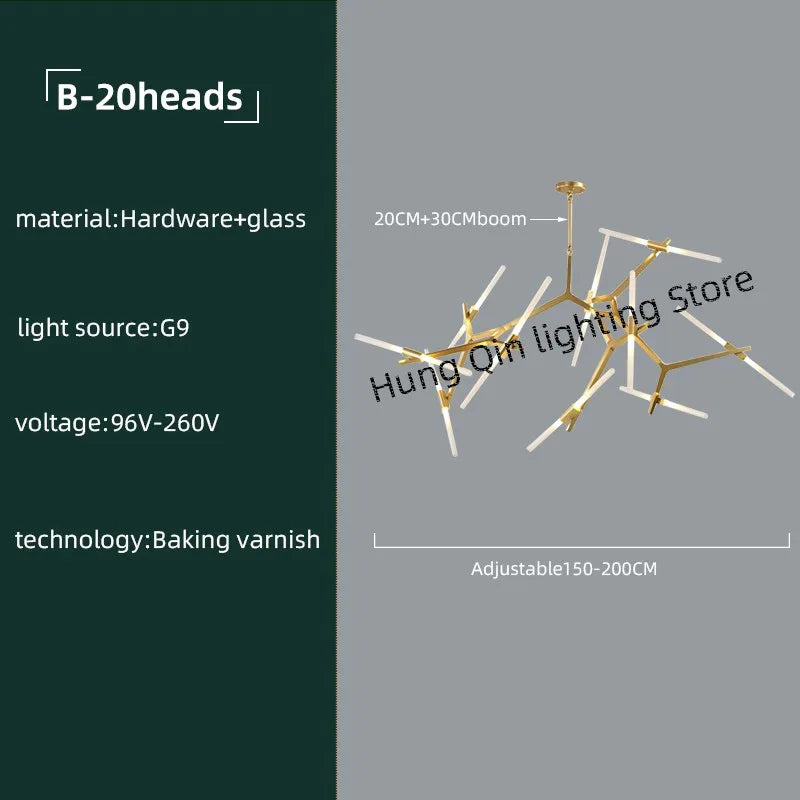 ™ Gold Branch LED Chandelier for Duplex Villa Staircase - Modern Indoor Lighting