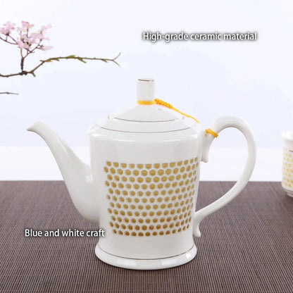 DecorBites™ Blue White Porcelain Tea Pot 660ml - Traditional Chinese Kung Fu Teaware