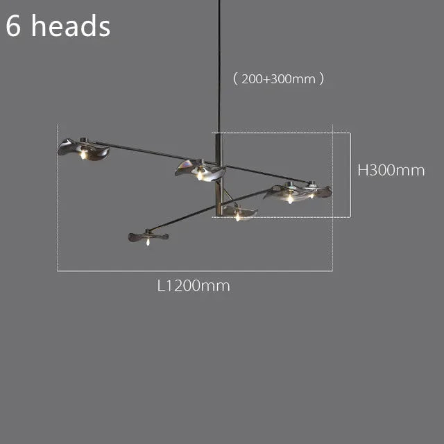 DecorBites™ Lotus Leaf Glass Ceiling Chandelier for Bedroom Living Room Hall Lighting