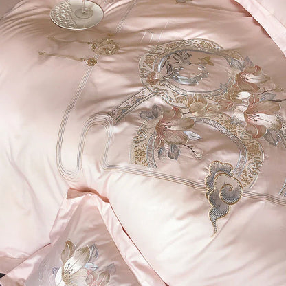 DecorBites™ Luxe Floral Bird Embroidery 1000TC Egyptian Cotton Bedding Set