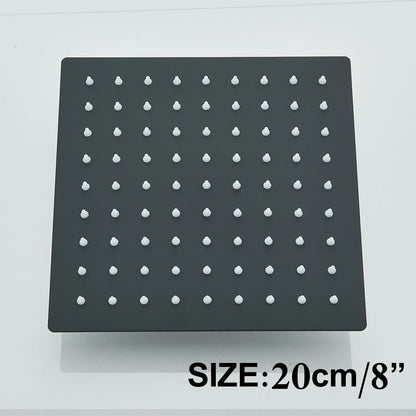 DecorBites™ 12" Matte Black Rainfall Shower Head Set with Shower Arm