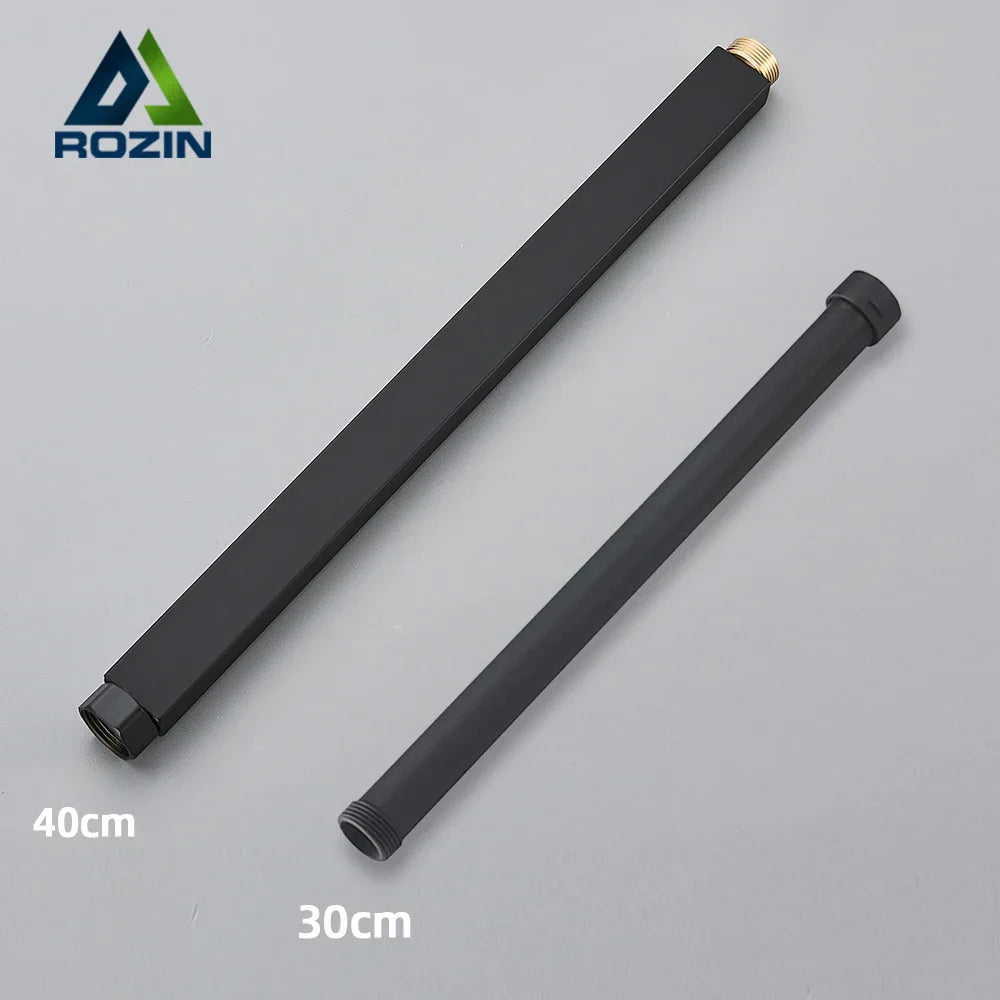 DecorBites™ Black Bathroom Shower Faucet Extension Tube - Round & Square 30/40cm General Interface