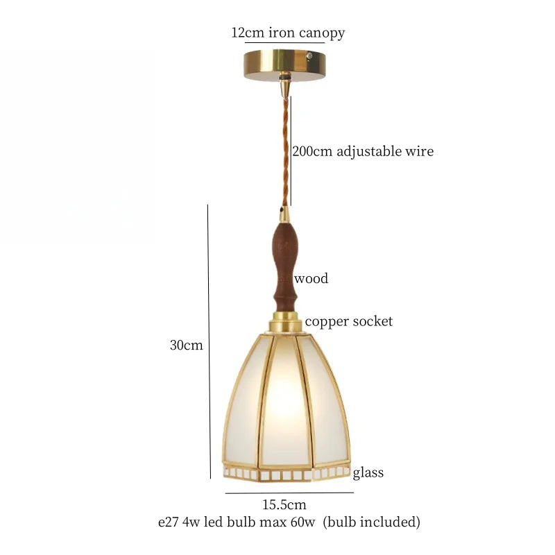 DecorBites™ Brass Amber Glass LED Pendant Light for Restaurant Bedside Kitchen Loft Bar