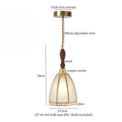 DecorBites™ Brass Amber Glass LED Pendant Light for Restaurant Bedside Kitchen Loft Bar