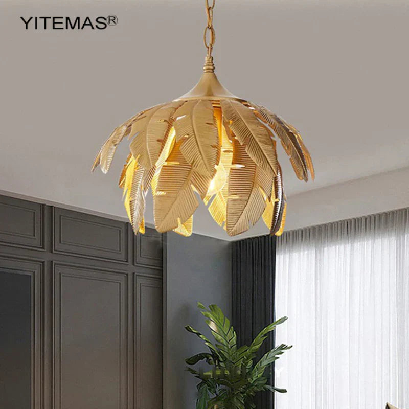 ™ Gold Leaves Chandelier Small Pendant Lighting for Kitchen Island Hallway E27 Socket