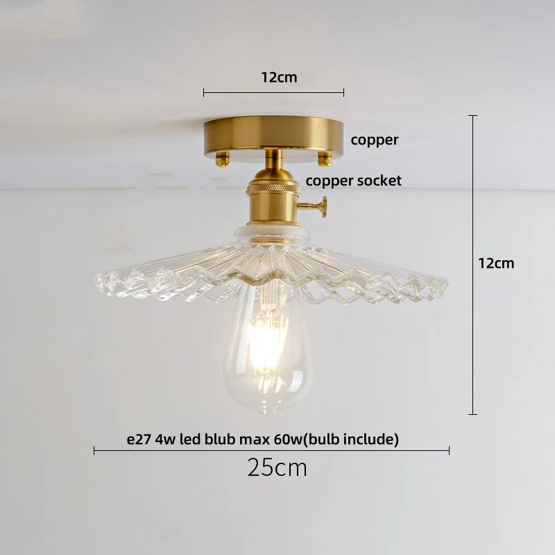 DecorBites™ Lotus Leaf LED Ceiling Lamp Purple Glass Nordic Copper Interior Lighting