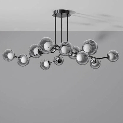 DecorBites™ Glass Globe Black Led Pendant Chandelier - Nordic Style Dining Room Decor