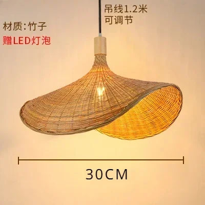 DecorBites™ Bamboo Weave Pendant Lamp 30cm - Chinese Style Decor Lighting Fixtures