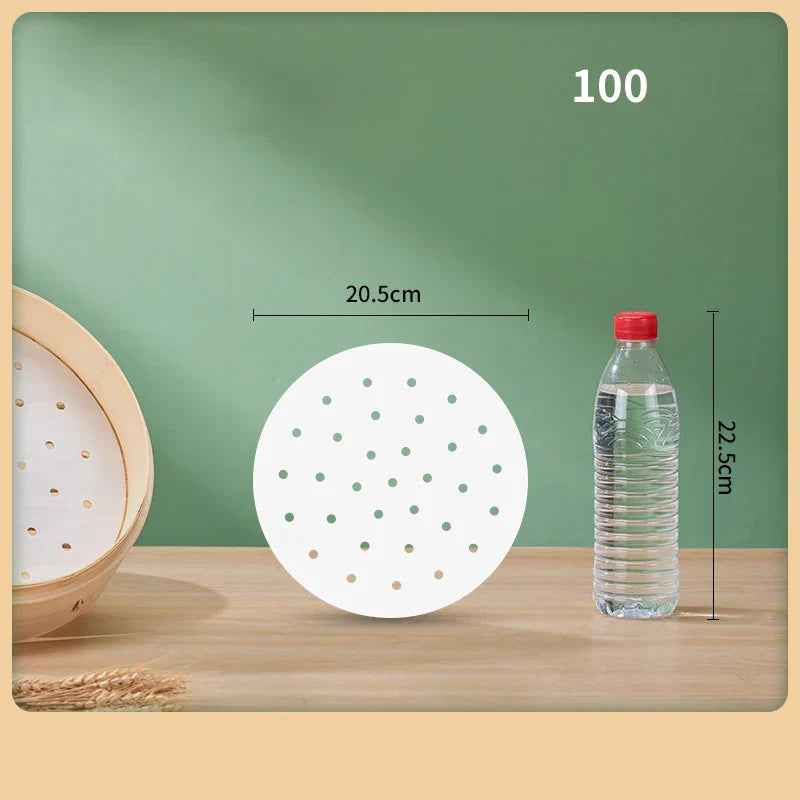 DecorBites™ Air Fryer Steamer Papers - 100PCS Non-Stick Oil-Absorbing Baking Utensils