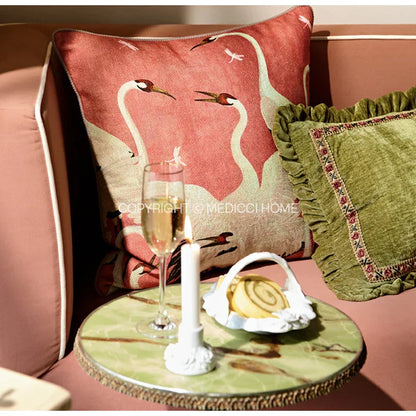 ™ Luxe Chenille Ruffled Green Lumbar Pillow Cover 35x45